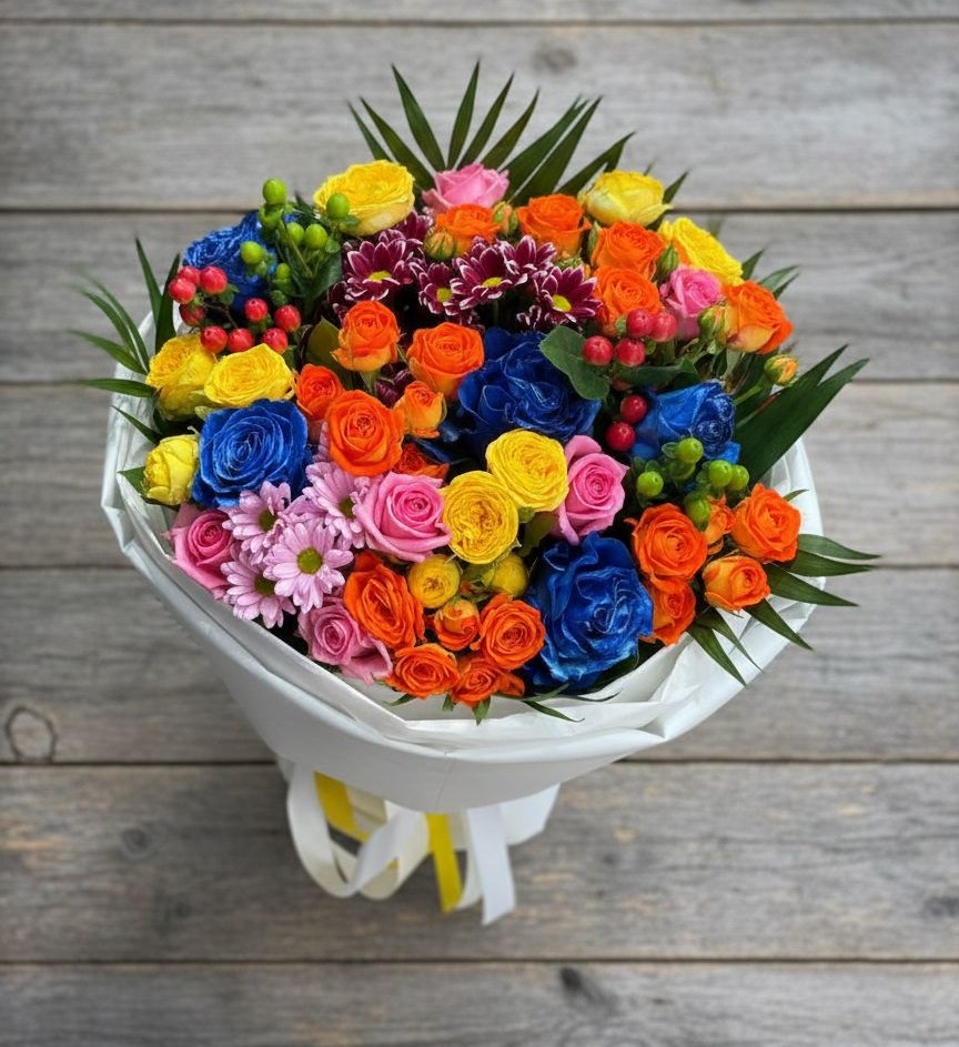 Букет цветов из: Розы и Хризантемы в Петропавловке