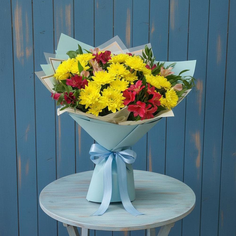 Букет цветов из: Альстромерии и Хризантемы в Петропавловке