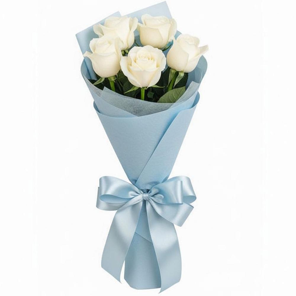Букет 5 Белых роз Проуд в Петропавловке