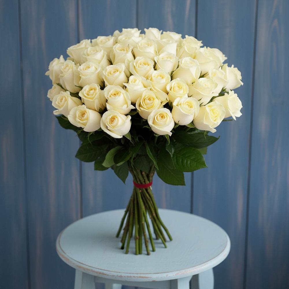 Букет 51 Белая роза Эдлесс Лав в Петропавловке