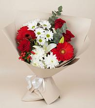 Букет цветов из:  Розы, Хризантемы, Герберы и Лилии #REPLACE_PRED# Петропавловке