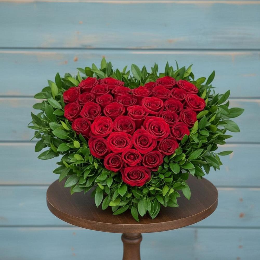 Цветочная композиция из Розы в виде сердца в Петропавловке