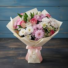 Букет цветов из:  Хризантемы, Альстромерии и Розы в Петропавловке