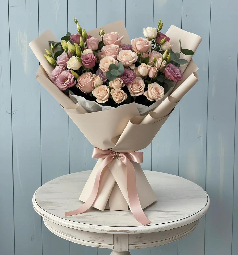 Букет цветов из: Розы и Лизиантусы в Петропавловке