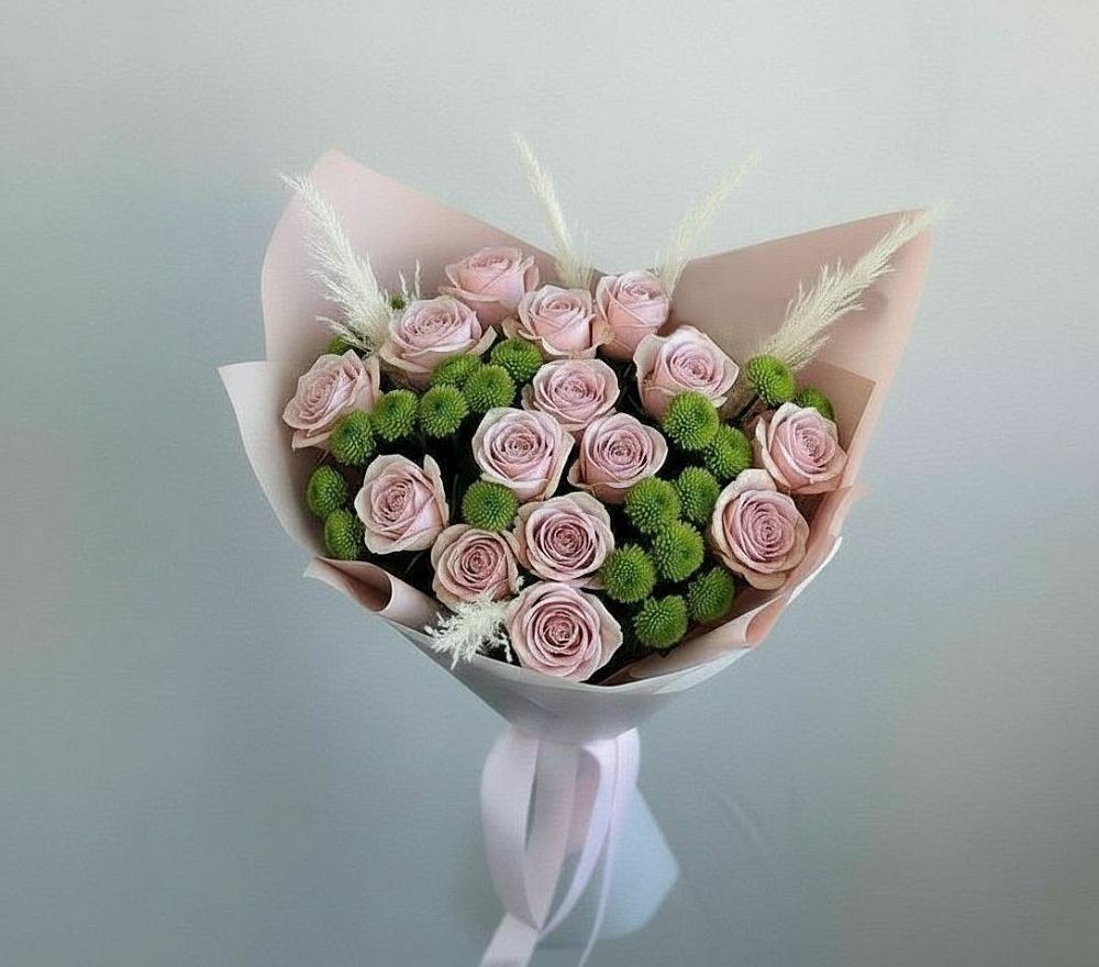 Букет цветов из: Розы и Хризантемы в Петропавловке