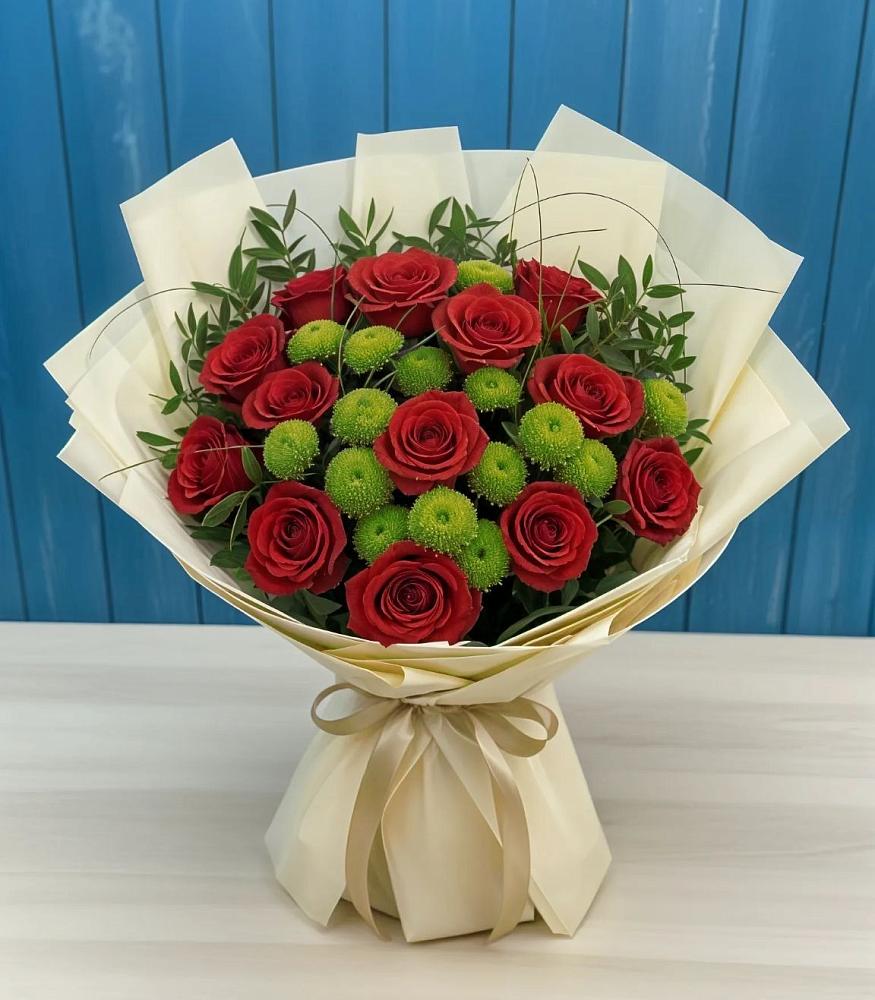 Букет цветов из: Розы и Хризантемы в Петропавловке