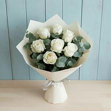 Букет Белые розы в Эвкалипте #REPLACE_PRED# Петропавловке